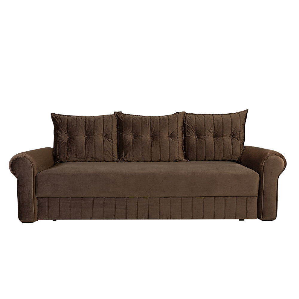 Canapea Extensibila Chic, 3 Locuri, Lada Depozitare, Maro, 242 Cm