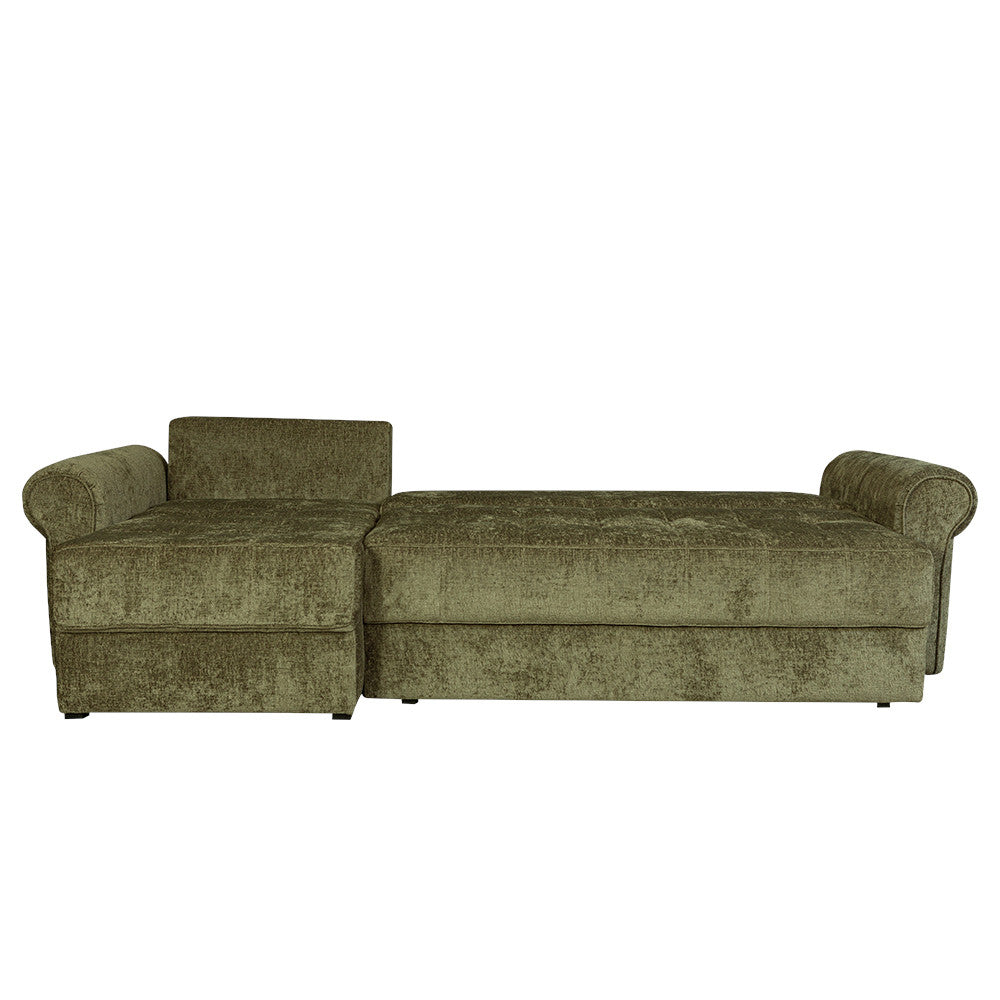 Coltar Extensibil Stanga Venezia, 5 Locuri, Lada Depozitare, Verde, 275 Cm