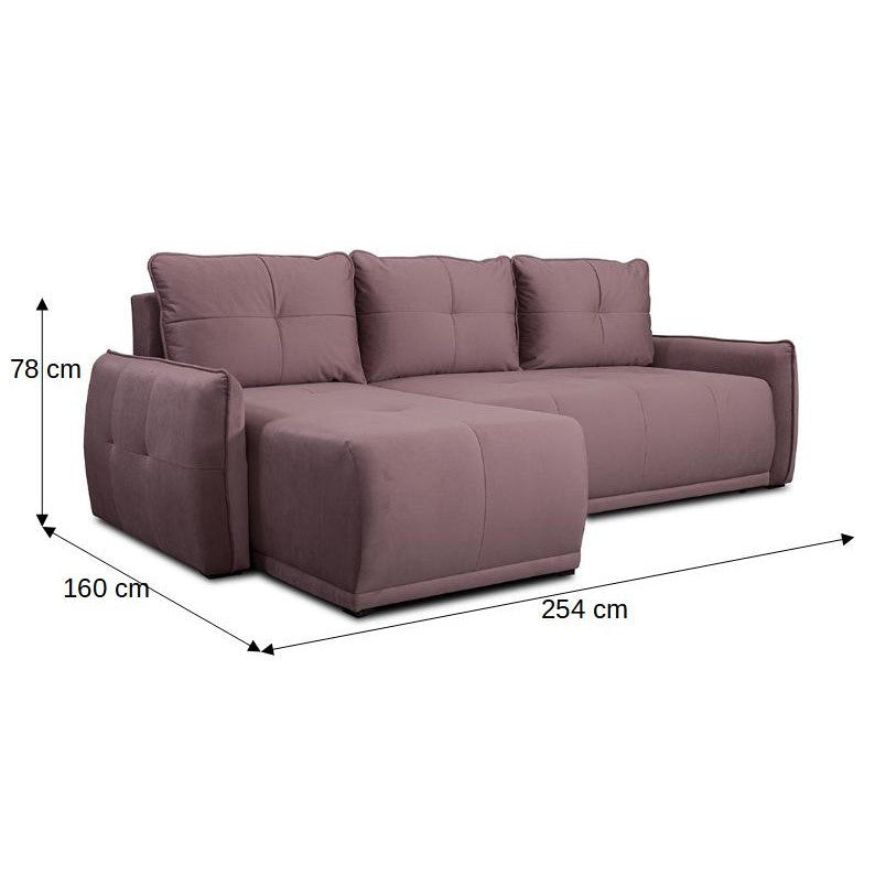 Coltar Extensibil Joy, Lada Depozitare, Interschimbabil Stanga/Dreapta, Roz, 254 Cm