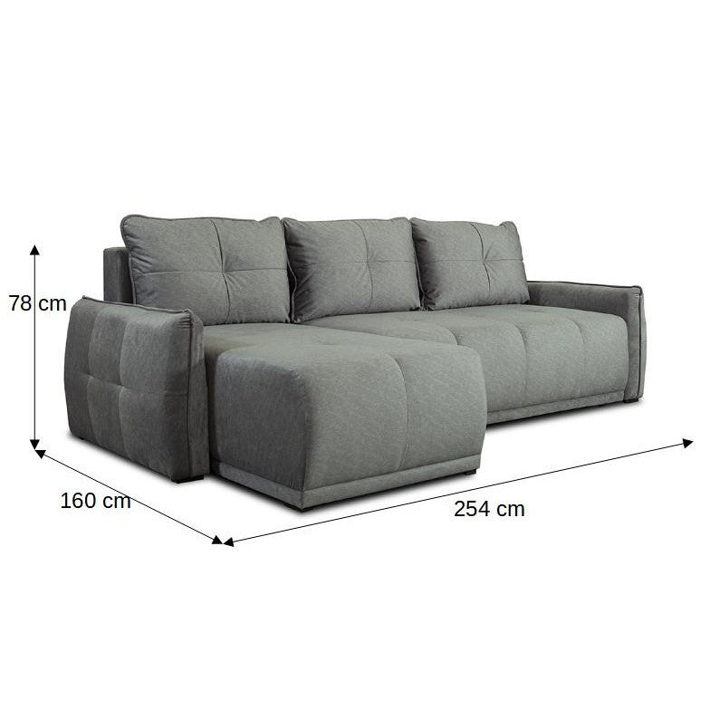 Coltar Extensibil Joy, Lada Depozitare, Interschimbabil Stanga/Dreapta,Gri, 254 Cm