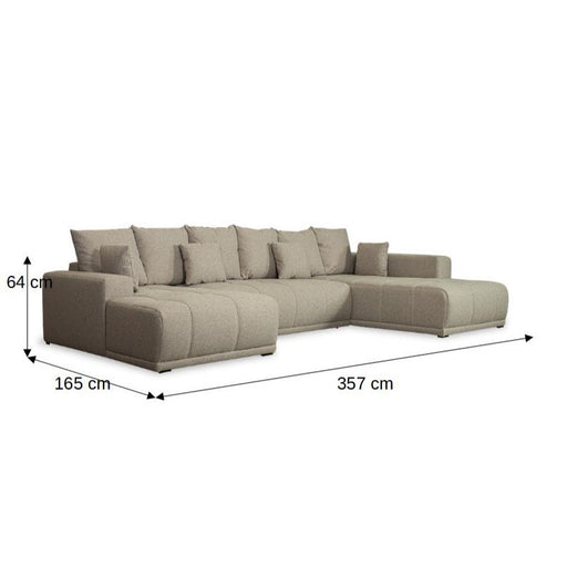 Coltar U Extensibil Otis Dreapta, 6 Locuri, Lada Depozitare, Bej, 357 Cm