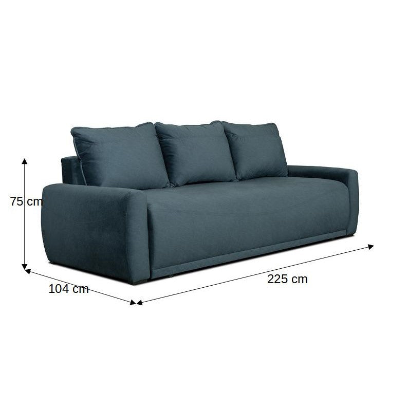 Canapea Extensibila Lea, 3 Locuri, Lada Depozitare, Albastru, 225 Cm