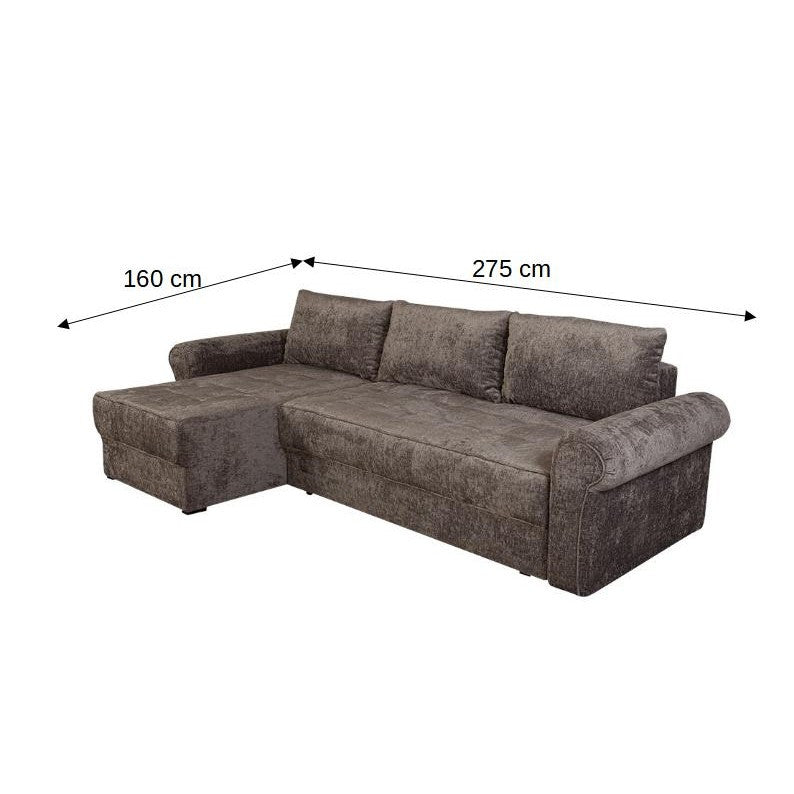 Coltar Extensibil Stanga Venezia, 5 Locuri, Lada Depozitare, Gri, 275 Cm
