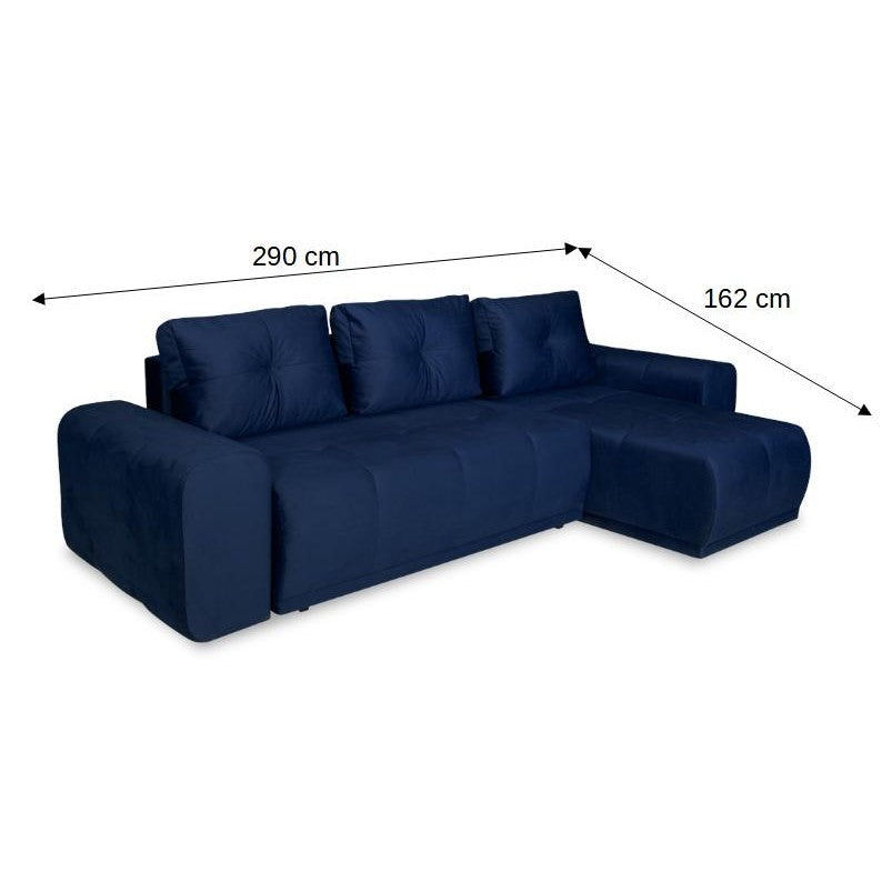 Coltar Extensibil Cu Lada Dreamer, Interschimbabil Stanga/Dreapta, Albastru Inchis, 290 x 162 x 100 Cm