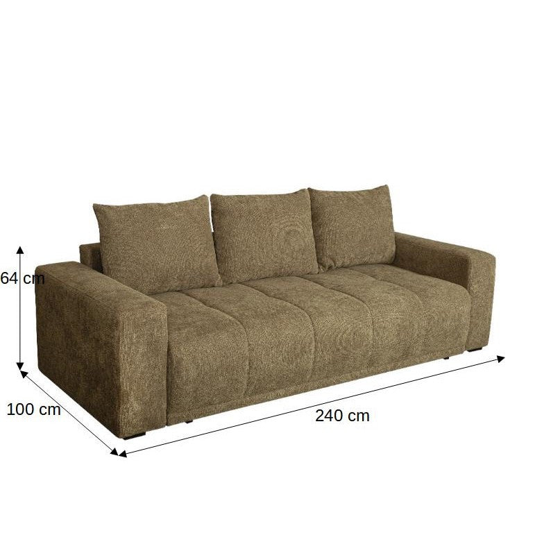 Canapea Extensibila Otis, 3 locuri, Lada Depozitare, Maro, 240 Cm