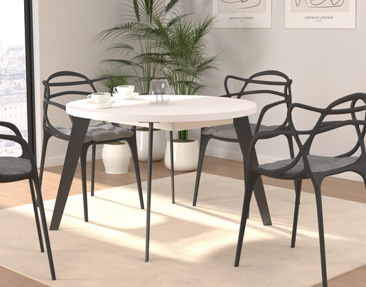 Masa Rotunda Extensibila Tabia Alb, 110/155 Cm