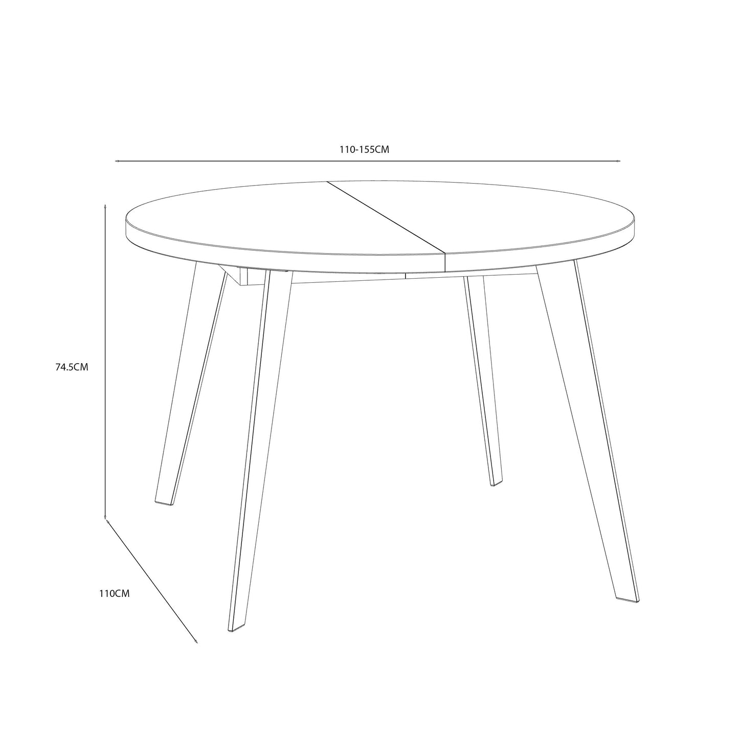 Masa Rotunda Extensibila Tabia Alb, 110/155 Cm