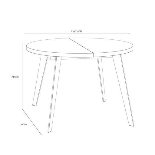 Masa Rotunda Extensibila Tabia Alb, 110/155 Cm