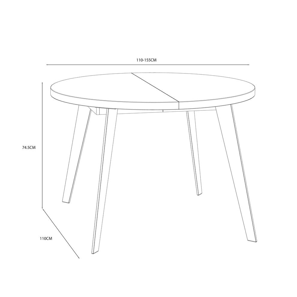 Masa Rotunda Extensibila Tabia Alb, 110/155 Cm