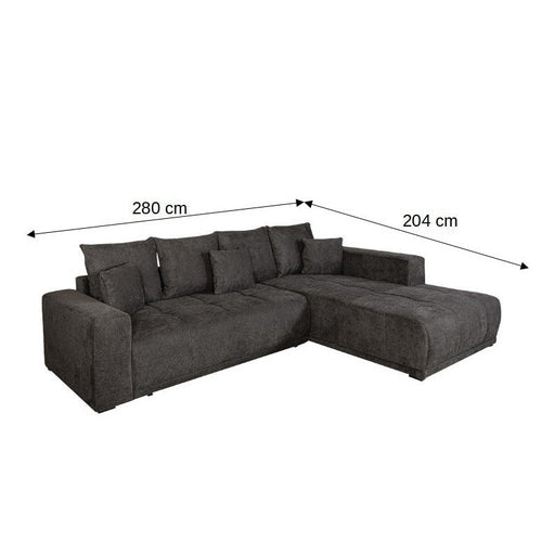 Coltar Extensibil Cu Otoman Dreapta Otis, 5 Locuri, Lada Depozitare, Gri Inchis, 280 Cm