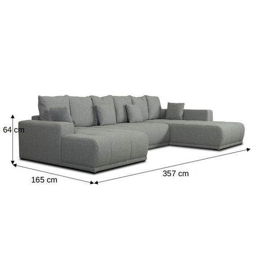 Coltar U Extensibil Otis Dreapta, 6 Locuri, Lada Depozitare, Gri, 357 Cm