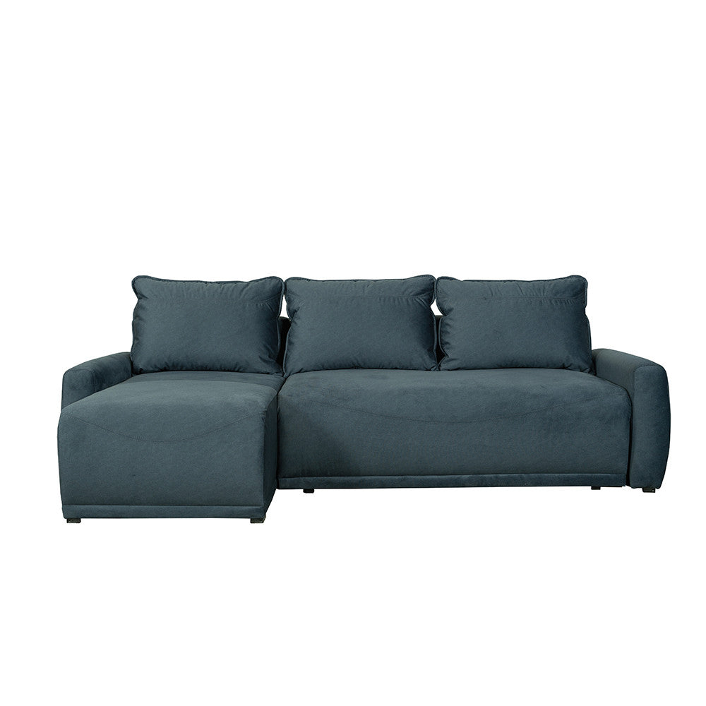 Coltar Extensibil Lea Interschimbabil Stanga/Dreapta, 5 Locuri, Lada Depozitare, Albastru, 256 Cm