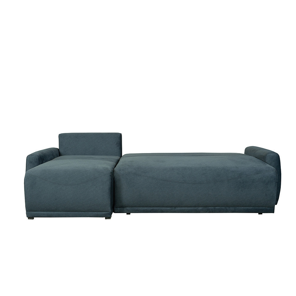 Coltar Extensibil Lea Interschimbabil Stanga/Dreapta, 5 Locuri, Lada Depozitare, Albastru, 256 Cm