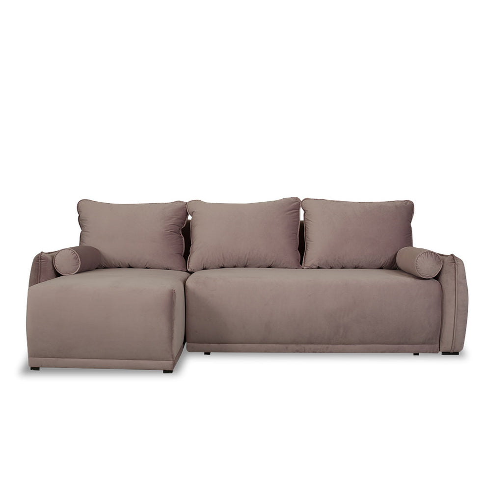 Coltar Extensibil Vida Interschimbabil Stanga/Dreapta, 5 Locuri, Lada Depozitare, Roz, 256 Cm
