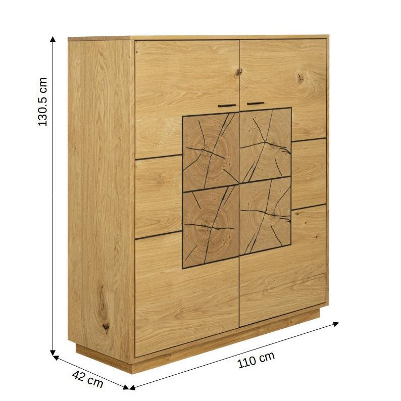 Comoda Bar Urbano Oak Cu 2 Usi, Stejar Rustic Si Negru, 110 Cm