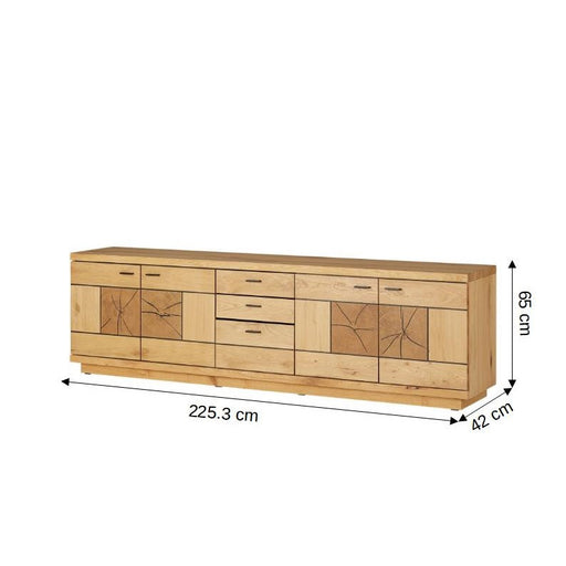 Comoda Tv Cu 4 Usi si 3 Sertare Dakota, Furniruit, 225.3 Cm