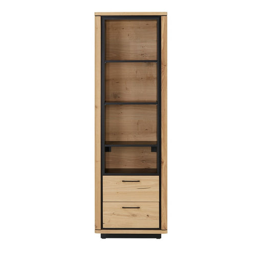Biblioteca 2 Sertare Tulsa, Smoked Oak, Furnir Din Lemn Masiv, 62 Cm