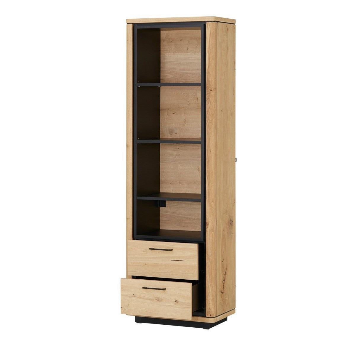 Biblioteca 2 Sertare Tulsa, Smoked Oak, Furnir Din Lemn Masiv, 62 Cm