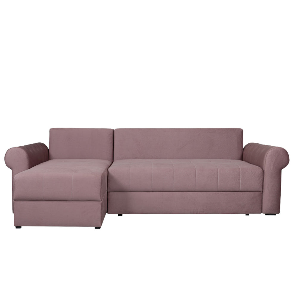 Coltar Extensibil Stanga Trendy, 5 Locuri, Lada Depozitare, Roz, 275 Cm