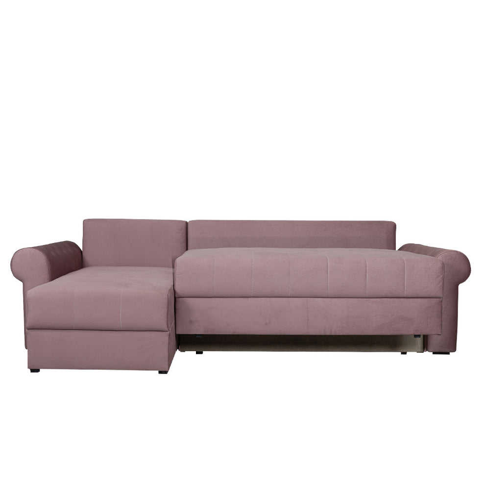 Coltar Extensibil Stanga Trendy, 5 Locuri, Lada Depozitare, Roz, 275 Cm