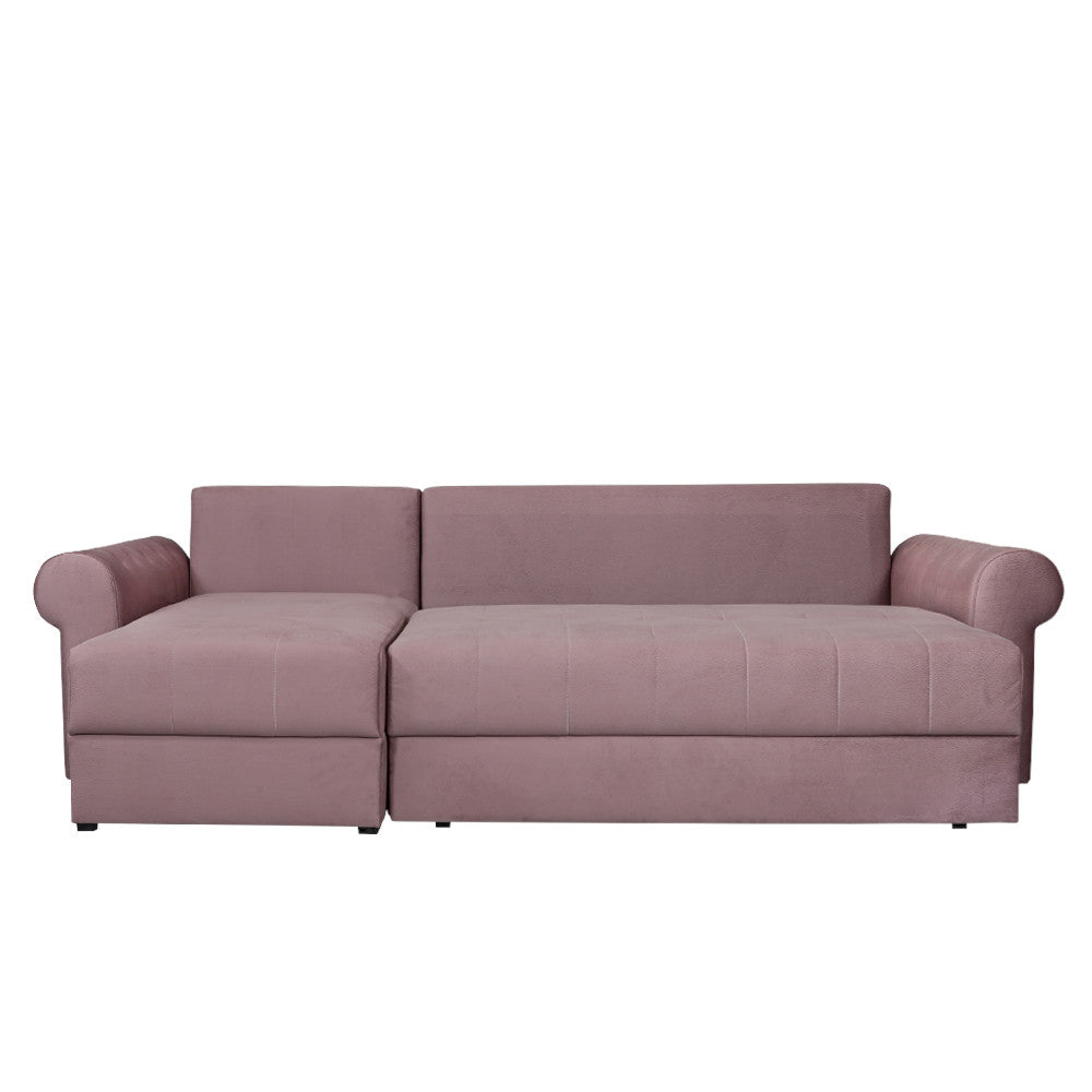 Coltar Extensibil Stanga Trendy, 5 Locuri, Lada Depozitare, Roz, 275 Cm