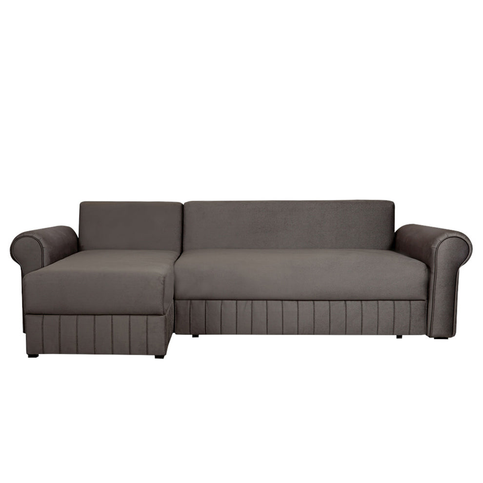 Coltar Extensibil Stanga Chic, 5 Locuri, Lada Depozitare, Gri, 273 Cm