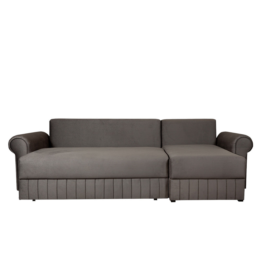 Coltar Extensibil Dreapta Chic, 5 Locuri, Lada Depozitare, Gri, 273 Cm