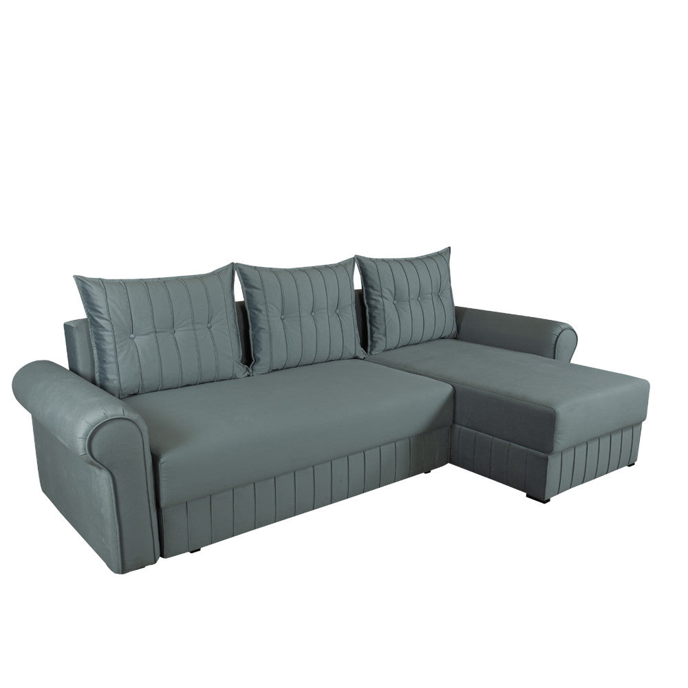 Coltar Extensibil Dreapta Chic, 5 Locuri, Lada Depozitare, Albastru, 273 Cm