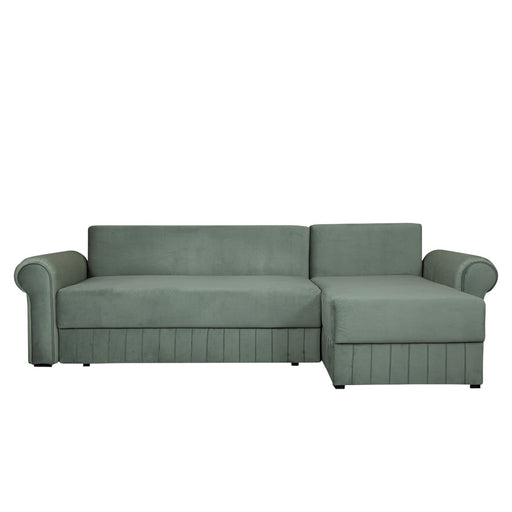 Coltar Extensibil Dreapta Chic, 5 Locuri, Lada Depozitare, Verde, 273 Cm