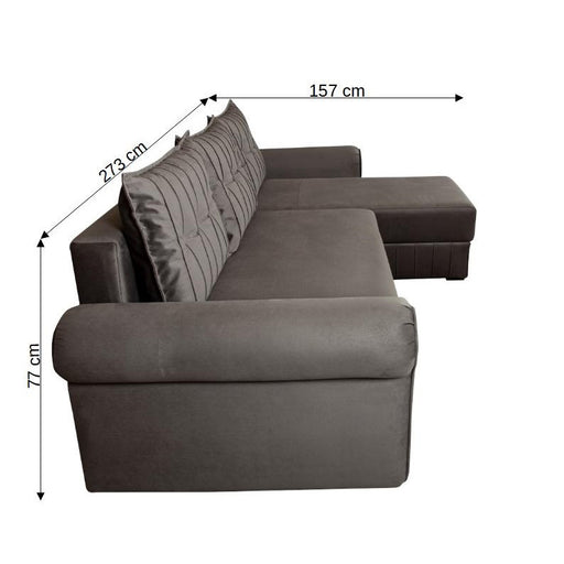Coltar Extensibil Dreapta Chic, 5 Locuri, Lada Depozitare, Gri, 273 Cm