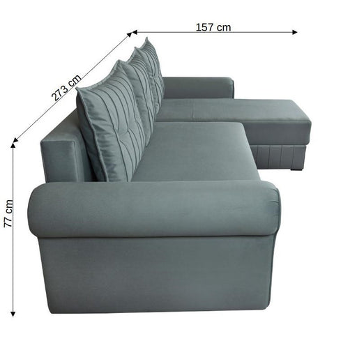 Coltar Extensibil Dreapta Chic, 5 Locuri, Lada Depozitare, Albastru, 273 Cm