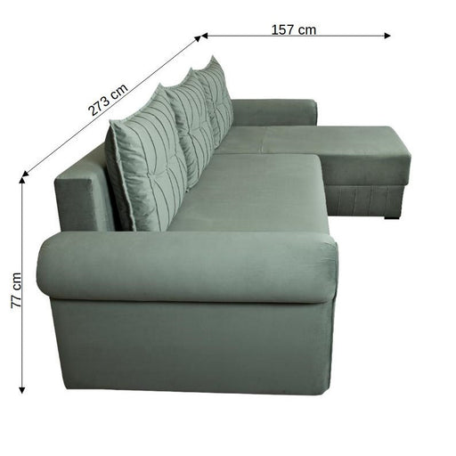 Coltar Extensibil Dreapta Chic, 5 Locuri, Lada Depozitare, Verde, 273 Cm