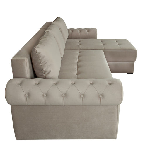 Coltar Extensibil Dreapta Trendy, 5 Locuri, Lada Depozitare, Crem, 275 Cm