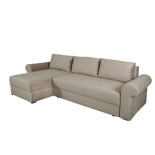 Coltar Extensibil Stanga Trendy, 5 Locuri, Lada Depozitare, Crem, 275 Cm