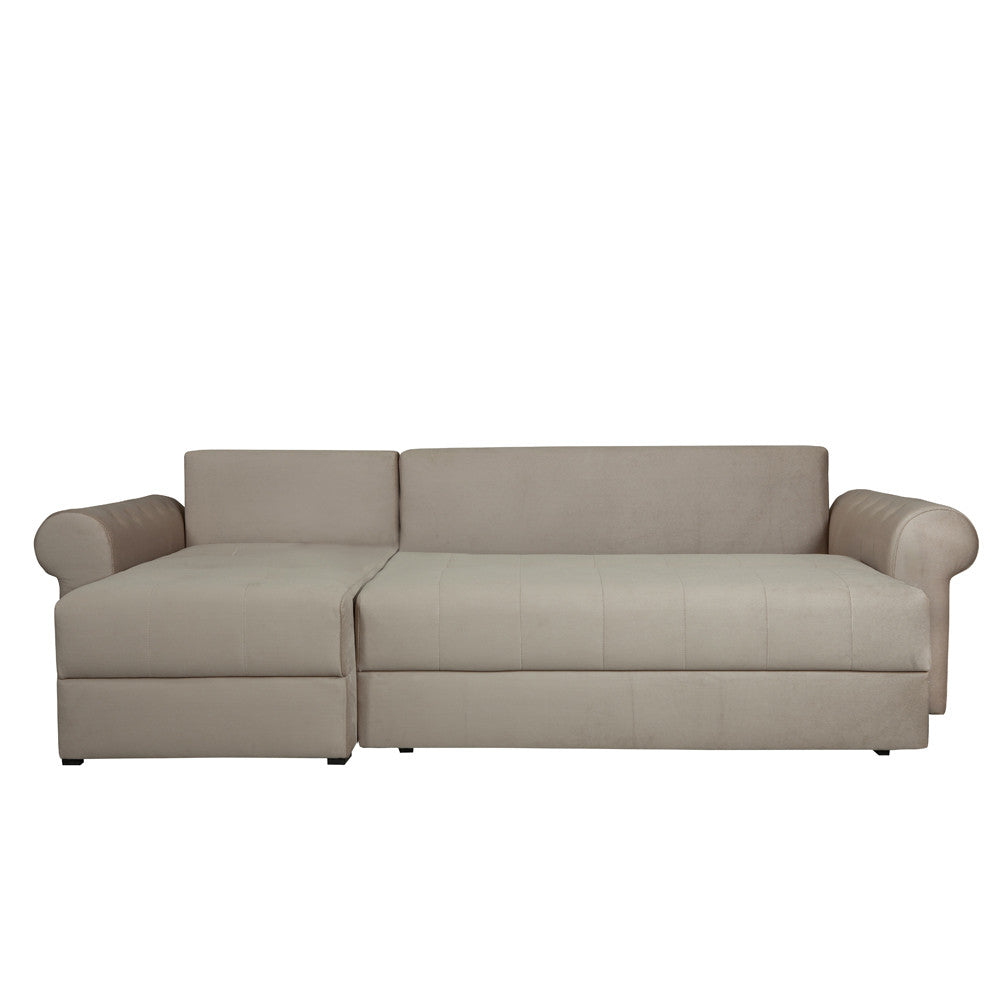 Coltar Extensibil Stanga Trendy, 5 Locuri, Lada Depozitare, Crem, 275 Cm
