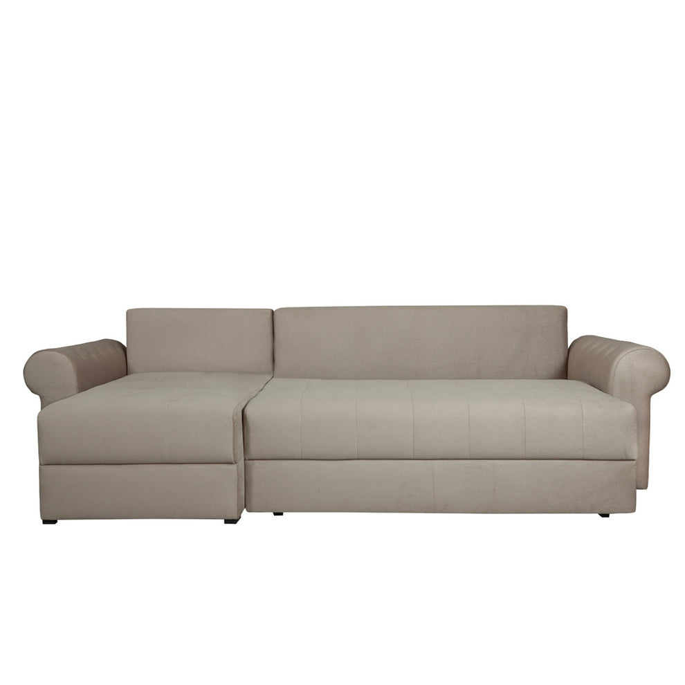 Coltar Extensibil Stanga Trendy, 5 Locuri, Lada Depozitare, Crem, 275 Cm