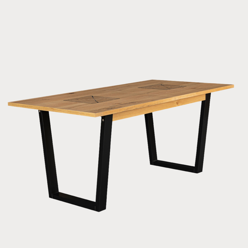 Masa Extensibila Urbano Oak, Stejar Rustic Si Negru, 160/210 X 76.5 X 90 Cm