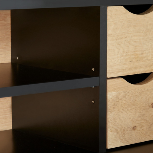 Dulap Birou Tulsa Smoked Oak, Furnir Din Lemn Masiv, 88 Cm