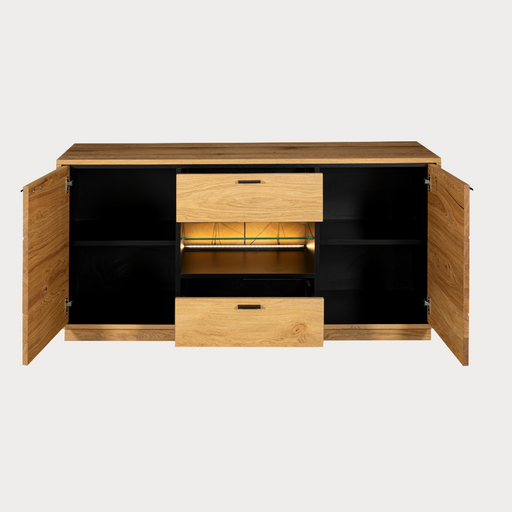 Comoda Tv Urbano Oak Cu 2 Usi Si 2 Sertare, Stejar Rustic Si Negru, 170 Cm
