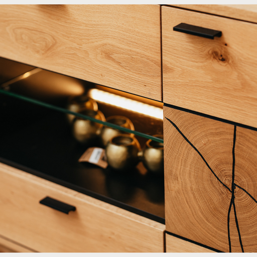 Comoda Tv Urbano Oak Cu 2 Usi Si 2 Sertare, Stejar Rustic Si Negru, 170 Cm