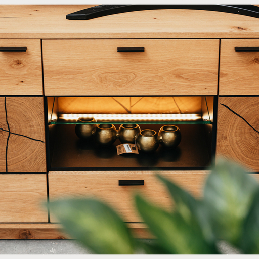 Comoda Tv Urbano Oak Cu 2 Usi Si 2 Sertare, Stejar Rustic Si Negru, 170 Cm