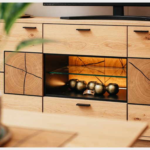 Comoda Tv Urbano Oak Cu 2 Usi Si 2 Sertare, Stejar Rustic Si Negru, 170 Cm