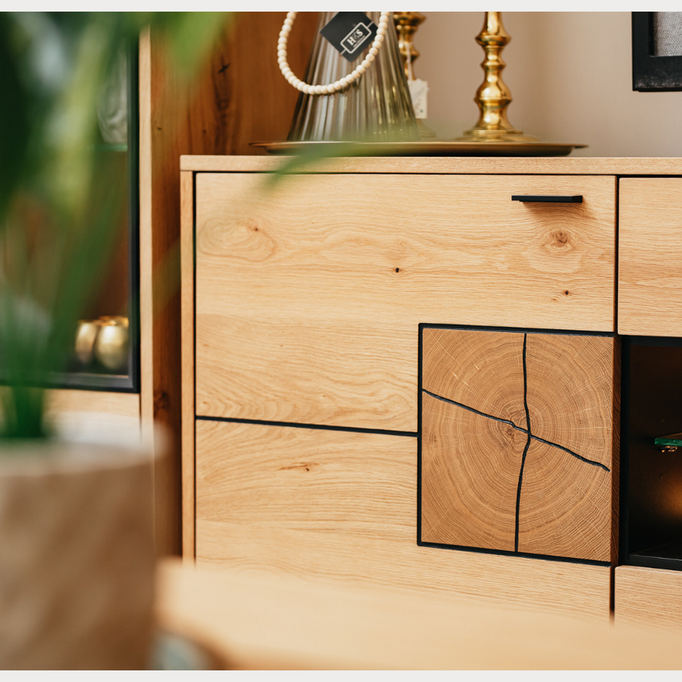 Comoda Tv Urbano Oak Cu 2 Usi Si 2 Sertare, Stejar Rustic Si Negru, 170 Cm