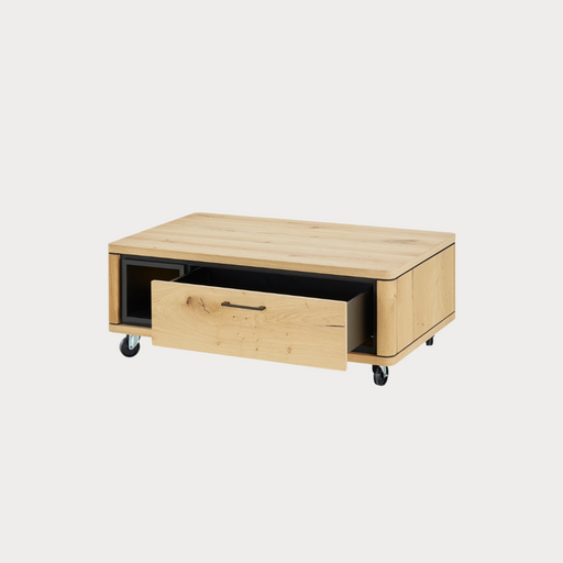 Masa Cafea Tulsa Smoked Oak, Furnir Din Lemn Masiv, 110 Cm