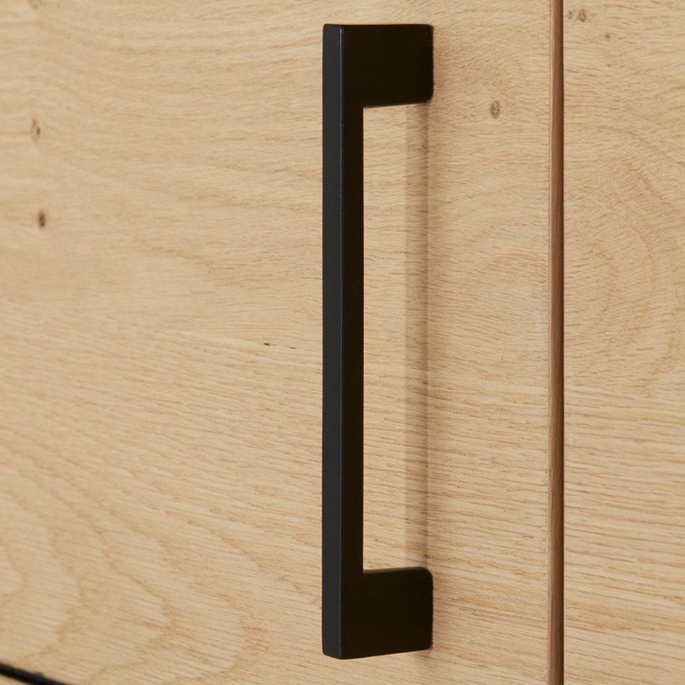 Comoda Bar Tulsa Stejar Afumat, Furnir Din Lemn Masiv, 122.6 Cm