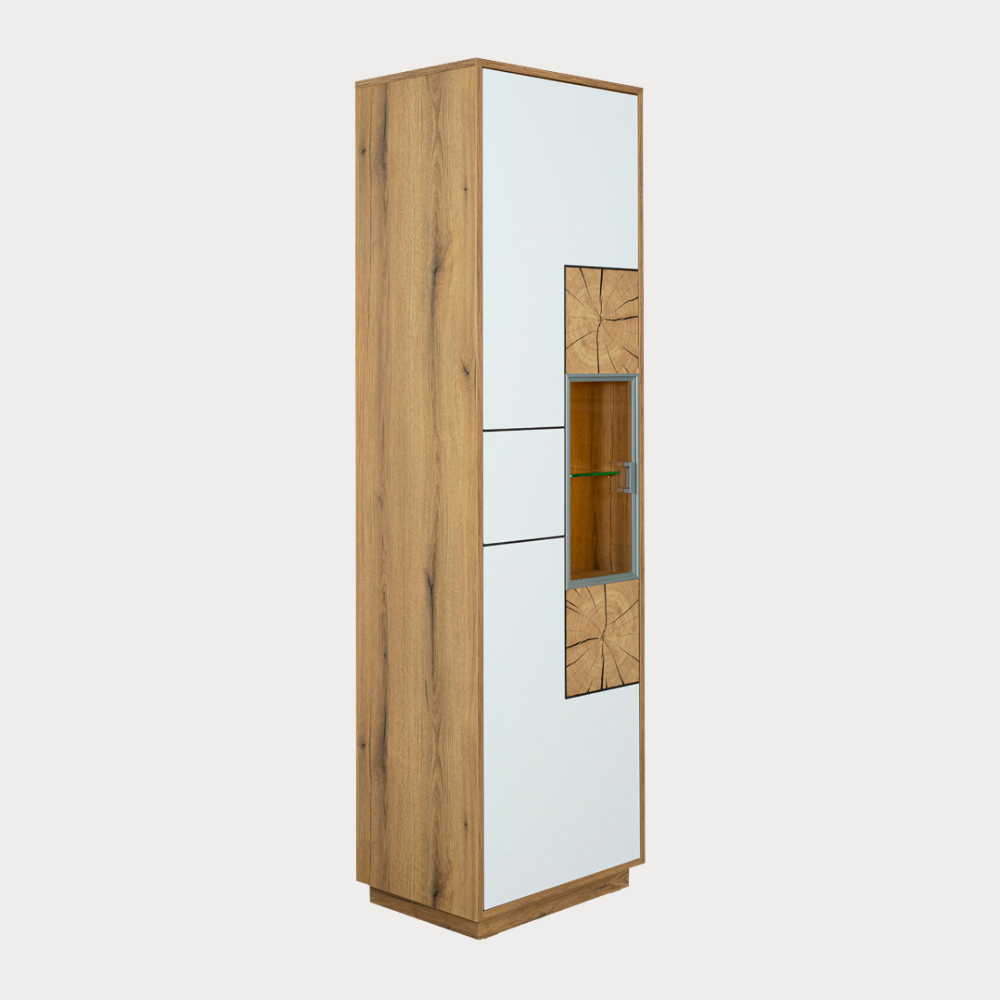 Vitrina Urbano White Cu 1 Usa Alb Si Natur, 54.5 Cm