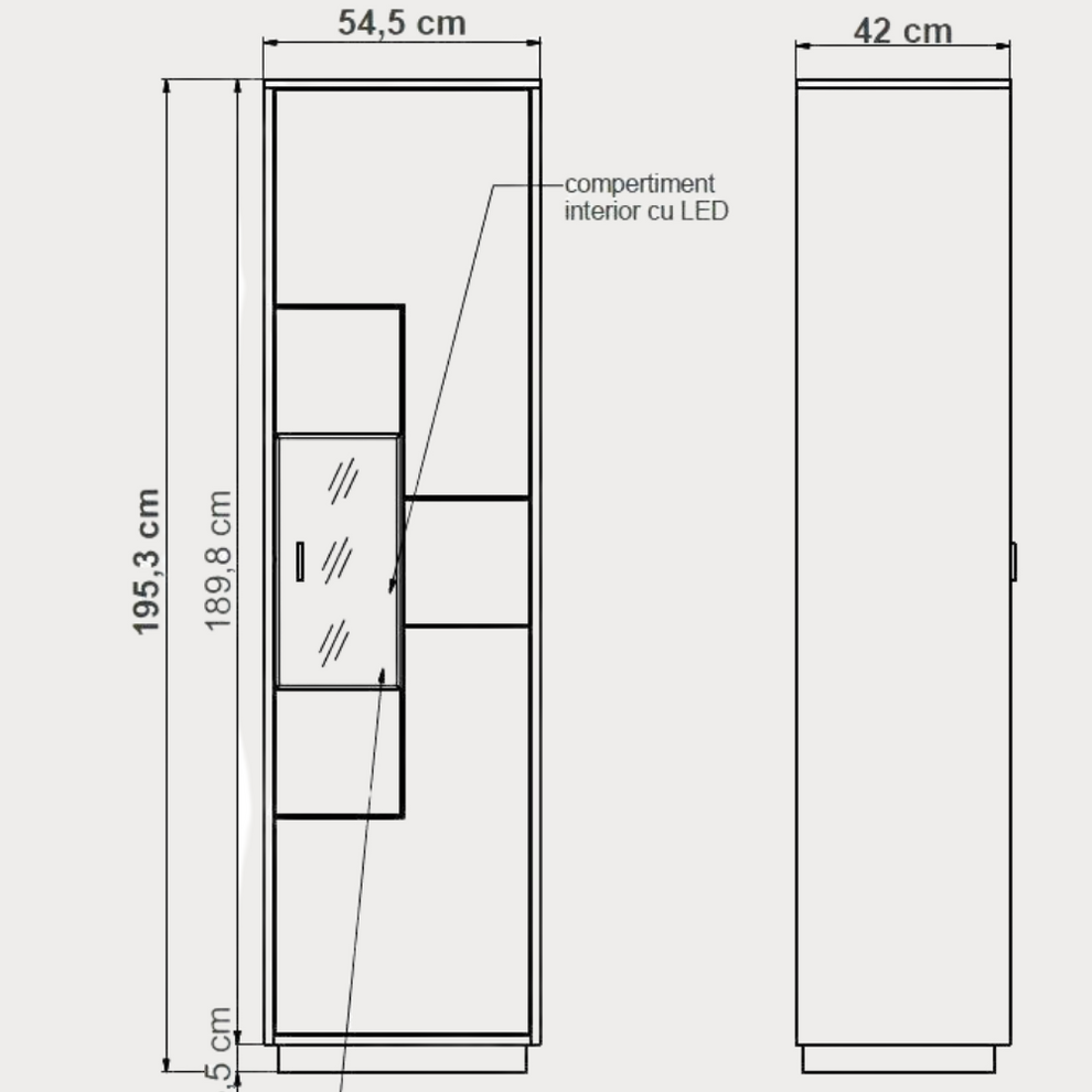 Vitrina Urbano White Cu 1 Usa Alb Si Natur, 54.5 Cm