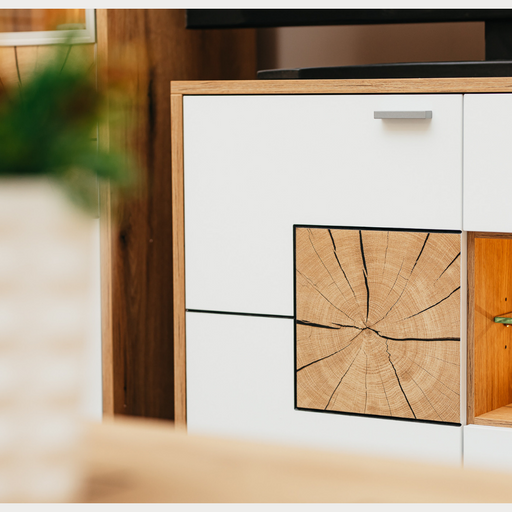 Comoda Urbano White Cu 2 Usi, 2 Sertare Si 1 Nisa Alb Si Natur, 170 Cm