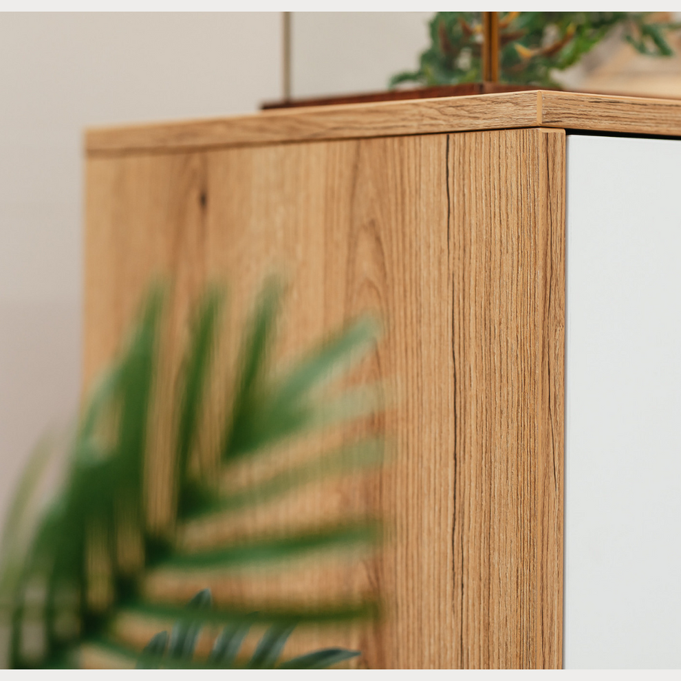 Comoda Urbano White Cu 2 Usi, 2 Sertare Si 1 Nisa Alb Si Natur, 170 Cm