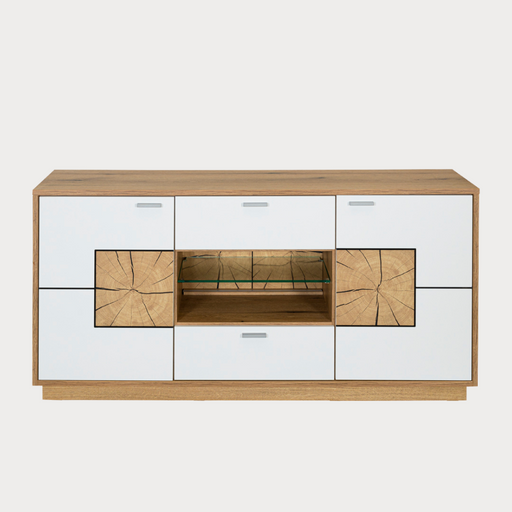 Comoda Urbano White Cu 2 Usi, 2 Sertare Si 1 Nisa Alb Si Natur, 170 Cm